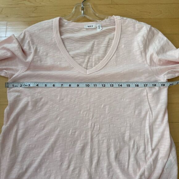 Wilt Mock Layer V Neck Slub Cotton Long Sleeve Tee in Pink S NWOT - Picture 8 of 10